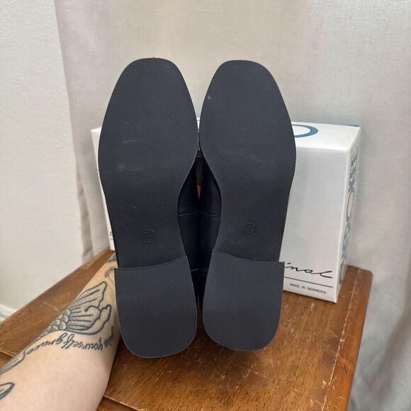 Cherokee 90s Y2K Black‎ Leather Lug Slip On Womens Mules Loafer Heels Bratz 7.5 - Picture 7 of 8
